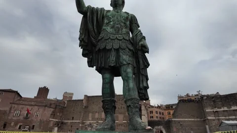 Cinematic Slow Motion Of Emperor Nerva Bronze Statue In Rome Stock-Footage 333920162