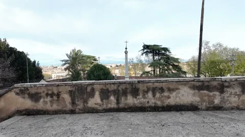Cinematic Slow Motion Exit From Historic Roman Church To City View 库存影片 333920504