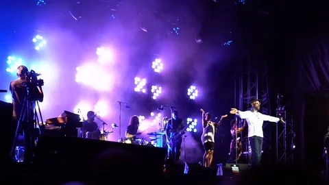 Cinematic slow motion footage of the crowd at a concert Video stock 77635861