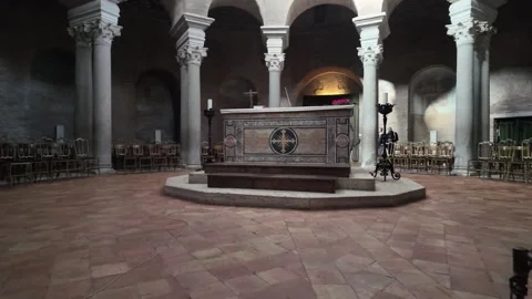 Cinematic Slow Motion Of The High Altar At Santa Costanza Video stock 333917984