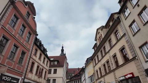 Cinematic Slow Motion Of Historic Half-Timbered Houses In Fulda Stock Footage 333919963