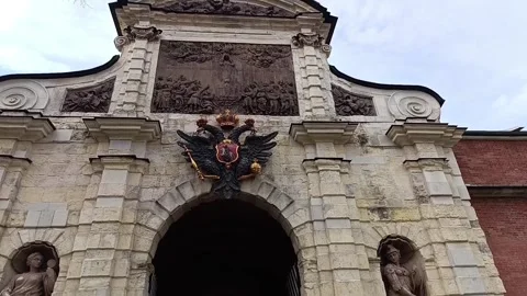 Cinematic Slow Motion: Imperial Eagle and Bronze Relief, Peter and Paul Fortress Stock Footage 344811927