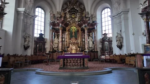 Cinematic Slow Motion Of Main Altar At Frauenberg Monastery Stock-Footage 333918411