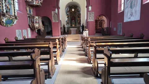 Cinematic Slow Motion Of Medieval Interior In St Peter's Church Petersberg Stock-Footage 333918512