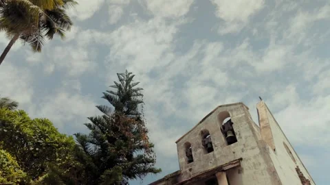 Cinematic slow motion of old ancient church church bells 動画素材 344638362