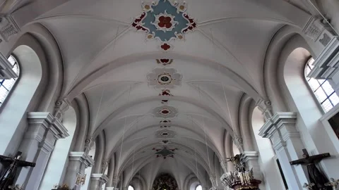 Cinematic Slow Motion Of Painted Ceiling In Frauenberg Church Video stock 333918377