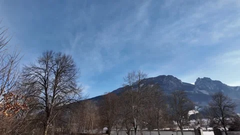 Cinematic Slow Motion Pan Over Snowy Mountains In Admont Region 動画素材 328694998