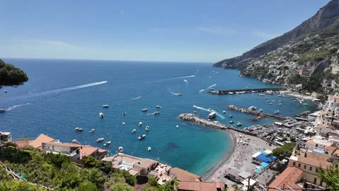 Cinematic Slow Motion Panoramic View Over The Amalfi Coast From High Above Stock Footage 337412166