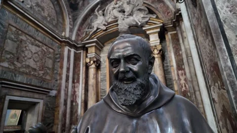 Cinematic Slow Motion Of Saint Padre Pio Monument Stock-Footage 333917883