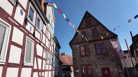 Cinematic Slow Motion Stroll In Medieval Fachwerk Town Lauterbach 스톡 동영상 333917673