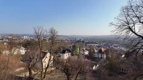 Cinematic Slow Motion View Of Fulda Cityscape From The Monastery Hill Stock Footage 333918329