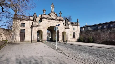 Cinematic Slow Motion View Of The Historic Paulustor Gate In Fulda Germany Stock Footage 333920192