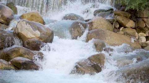 Cinematic smooth slow motion of highspeed water flow 120fps Stock Footage 140324537