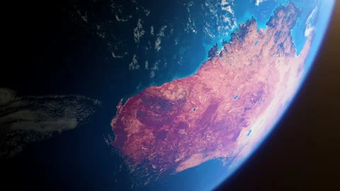 Cinematic space view of red Australia, realistic planet Earth rotation in cosmos Vidéo 157235022