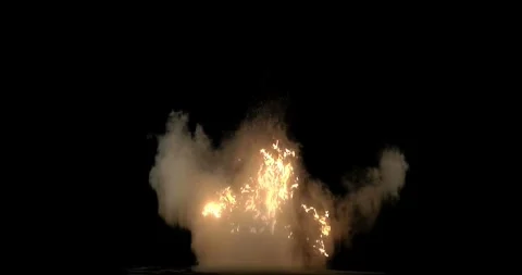 Cinematic Sparkling Fire Explosion against Black Background Видео 334854523