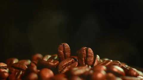 Cinematic Steaming Coffee Beans Macro Stock Video Stockbeeldmateriaal 345041873