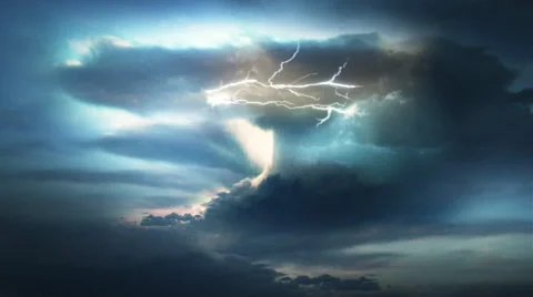 Cinematic storm clouds with lightning strikes. Stock Footage 44563452