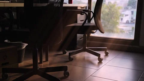 Cinematic Sun Rays Empty Office Chairs Stock Footage 336643736