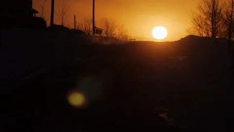 Cinematic Sun Rising over Empty Suburban City Street. Stock Footage 98949337