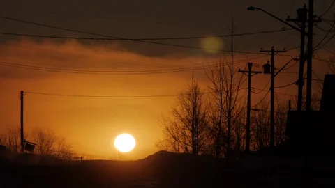Cinematic Sun Rising over Empty Suburban City Street. Stock Footage 98949460