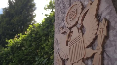 Cinematic Sunlight over War Memorial in Belgium near Malmedy Stock Footage 325352344