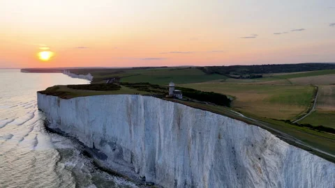 Cinematic Sunset Above WhiteCliffs Stock Footage 344057989
