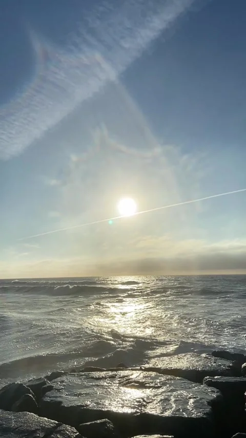 Cinematic sunset on the ocean. Sunset on the beach in Portugal. Stock Footage 307415583