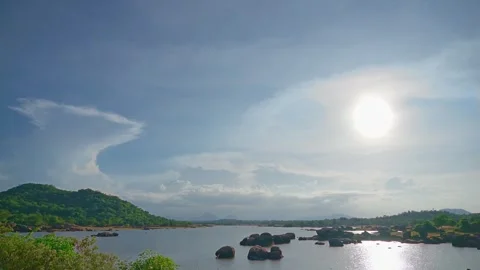 Cinematic Sunset Over Tranquil Lake in Sri Lanka 스톡 동영상 331548960