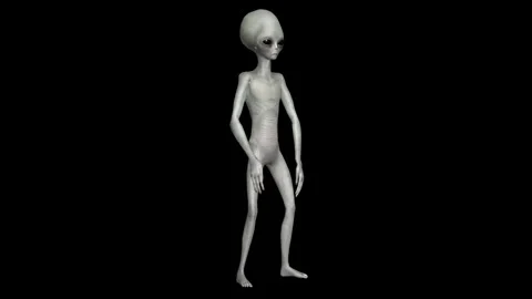Cinematic Super-Realistic Gray Alien 3D Motion Stock Footage 324568751