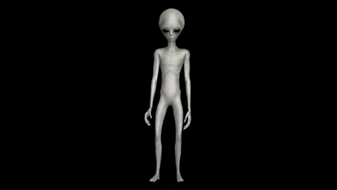 Cinematic Super-Realistic Gray Alien 3D Motion Stock Footage 324568764