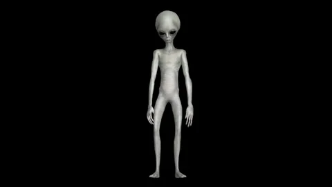 Cinematic Super-Realistic Gray Alien 3D Motion Stock Footage 324568765