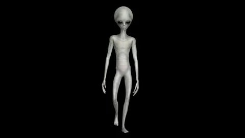 Cinematic Super-Realistic Gray Alien 3D Motion Stock Footage 324568766
