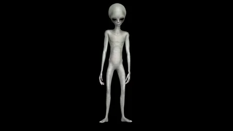 Cinematic Super-Realistic Gray Alien 3D Motion Stock Footage 324568767