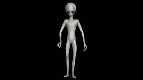 Cinematic Super-Realistic Gray Alien 3D Motion Stock Footage 324568771