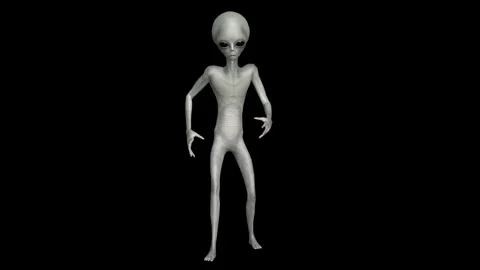Cinematic Super-Realistic Gray Alien 3D Motion Stock Footage 324568772