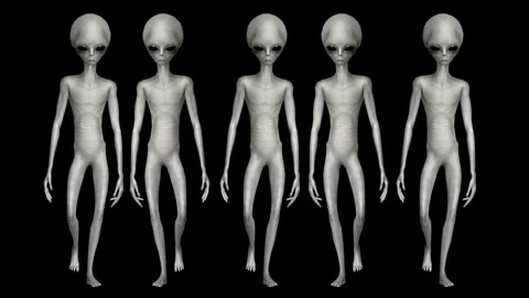 Cinematic Super-Realistic Gray Alien 3D Motion Stock Footage 324568785