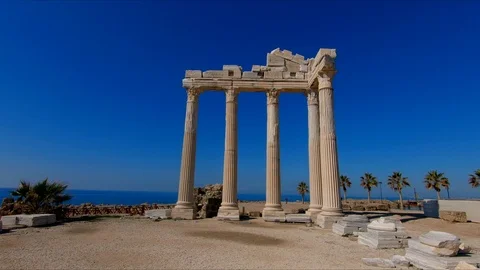 Cinematic Temple Of Apollo In Side, Turkey, Ancient Greek Monument Stock Footage 125931797
