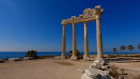 Cinematic Temple Of Apollo In Side, Turkey, Ancient Greek Monument Stock Footage
