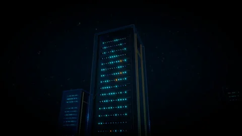 Cinematic tilt up ascending a towering server rack, 4K Video stock 336894890