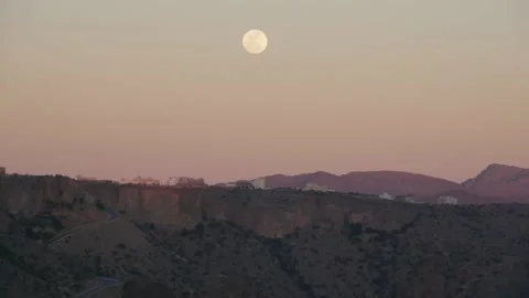 Cinematic time lapse of the moon rising over Jabal Akhdar, Oman Stock Footage 232500702