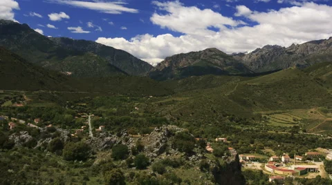 Cinematic time lapse of mountain valley with beautiful clouds changing shapes Stock Footage 41654516