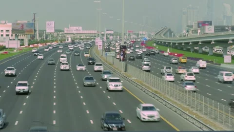 Cinematic time lapse of Sheikh Zayed Road in Dubai Stock Footage 232500898