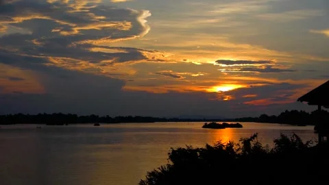 Cinematic time lapse of Sunset over Mekong River Stock Footage 232594843
