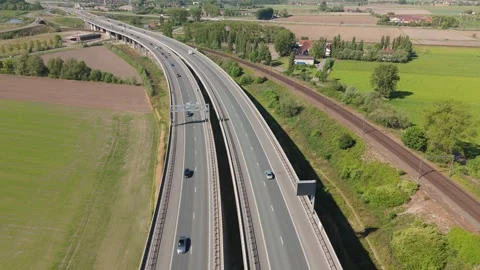 Cinematic Top-Down Shot of the A11 Highway near Bruges | FlyLens 4K Drone Stockbeeldmateriaal 308876669