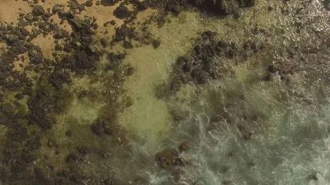Cinematic Top View Close Up Seashore To Wide Reveal Beach - Deserted Island Stock Footage 71332248
