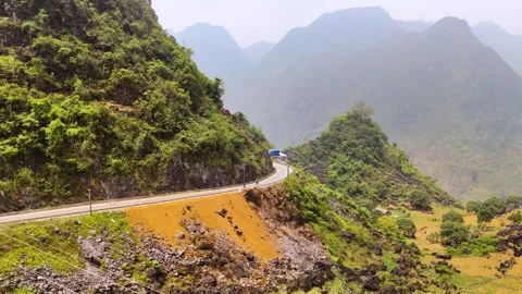 Cinematic Tour on the Ha Giang Loop Vietnam, Culture and Mountain Adventure Stock Footage 321523187