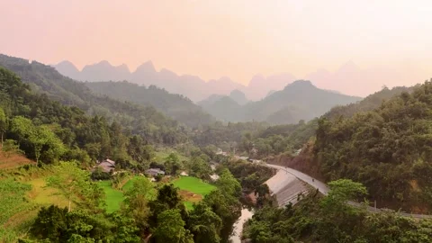 Cinematic Tour on the Ha Giang Loop Vietnam, Culture and Mountain Adventure Stock Footage 321523191