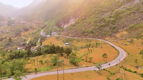 Cinematic Tour on the Ha Giang Loop Vietnam, Culture and Mountain Adventure Stock Footage 321523292