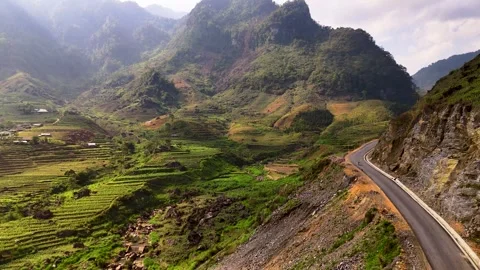 Cinematic Tour on the Ha Giang Loop Vietnam, Culture and Mountain Adventure Stock Footage 321523609