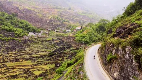 Cinematic Tour on the Ha Giang Loop Vietnam, Culture and Mountain Adventure Stock Footage 321523842